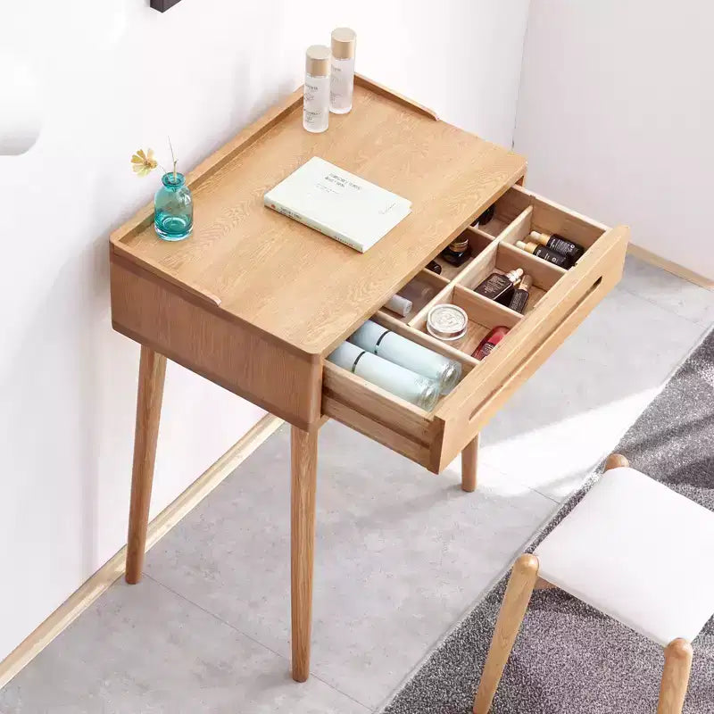 Taylor Tavolo da trucco compatto in legno massello da 23,62 W con cassetto diviso