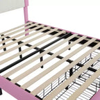 Letto da principessa moderno con testiera a corona, struttura imbottita a una piazza con luci a LED incluse