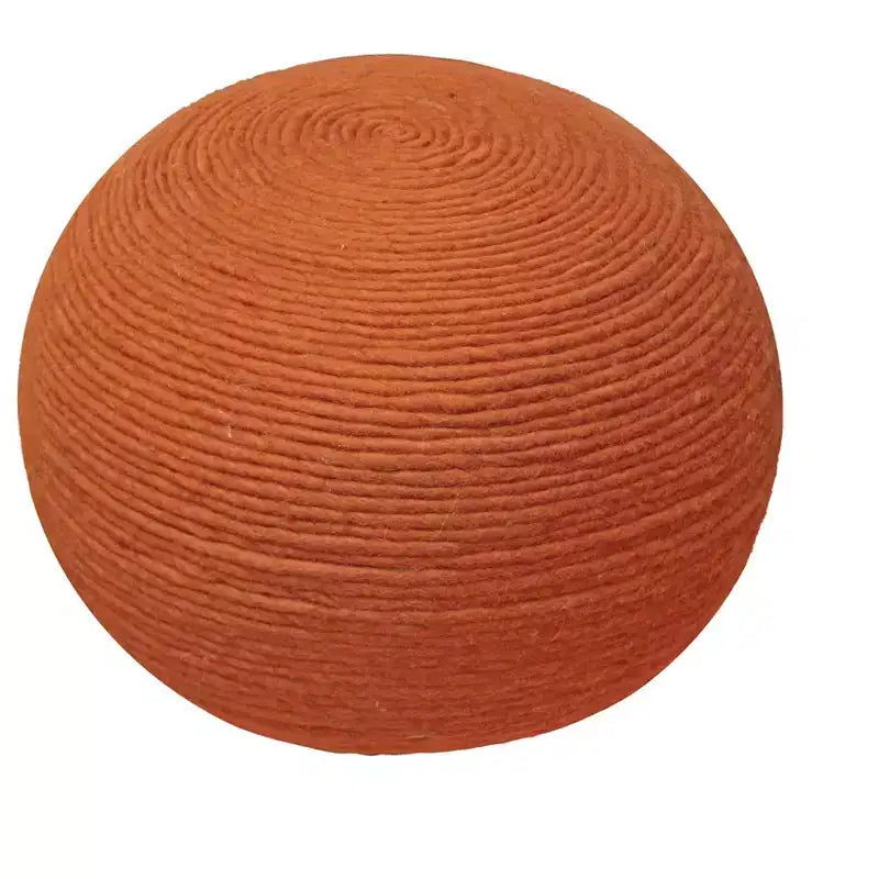20 Pouf Ottomani Rotondi a Coste in Lana Arancione