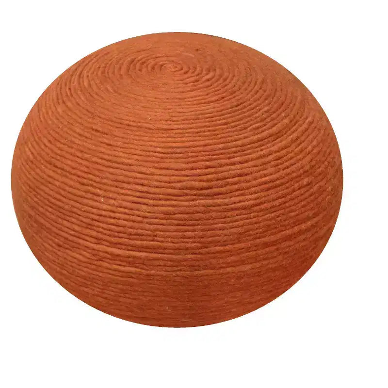 20 Pouf Ottomani Rotondi a Coste in Lana Arancione