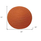 20 Pouf Ottomani Rotondi a Coste in Lana Arancione
