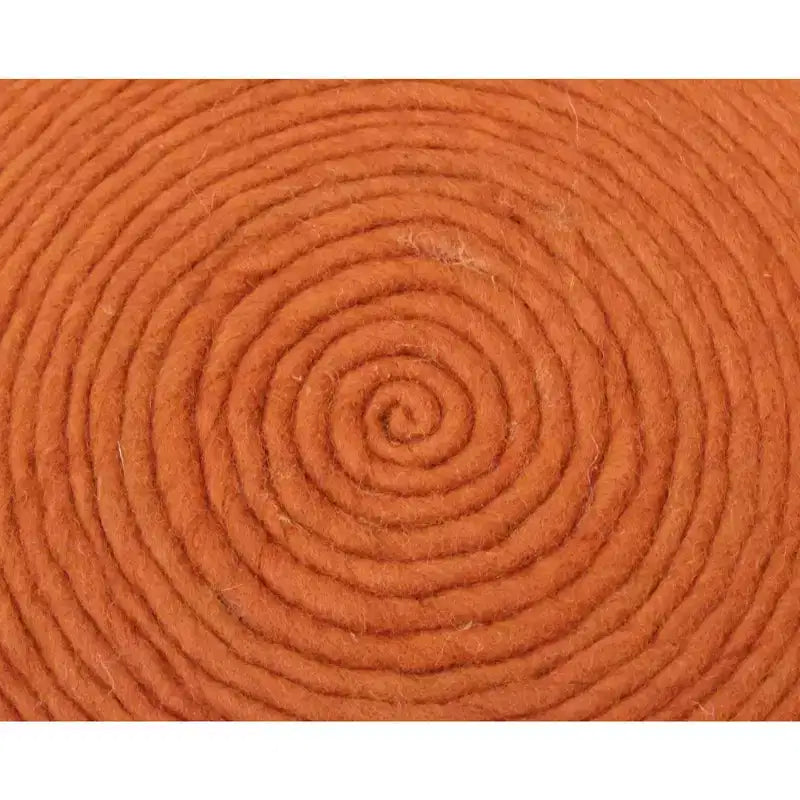 20 Pouf Ottomani Rotondi a Coste in Lana Arancione