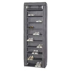 Neat Living Vertical 10 Tier Shoe Organizer Rack, Storage Shelves & Cover, Gray