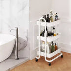 Carrello di servizio a 3 livelli con ruote bloccabili, organizer in acciaio al carbonio con finitura verniciata a polvere