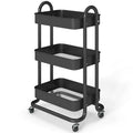 SUGIFT 3-Tier Rolling Utility Cart with Lockable Wheels, Carbon Steel Storage Organizer with Powder-Coated Finish