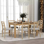 Tavolo da pranzo in legno da 7 pezzi, tavolo allungabile multifunzione, 12 ante e 2 cassetti, 6 sedie da pranzo
