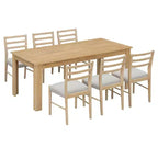 Tavolo da pranzo in legno da 7 pezzi, tavolo allungabile multifunzione, 12 ante e 2 cassetti, 6 sedie da pranzo