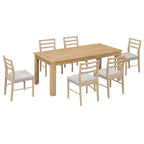 Tavolo da pranzo in legno da 7 pezzi, tavolo allungabile multifunzione, 12 ante e 2 cassetti, 6 sedie da pranzo