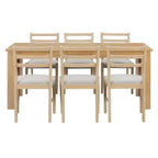 Tavolo da pranzo in legno da 7 pezzi, tavolo allungabile multifunzione, 12 ante e 2 cassetti, 6 sedie da pranzo