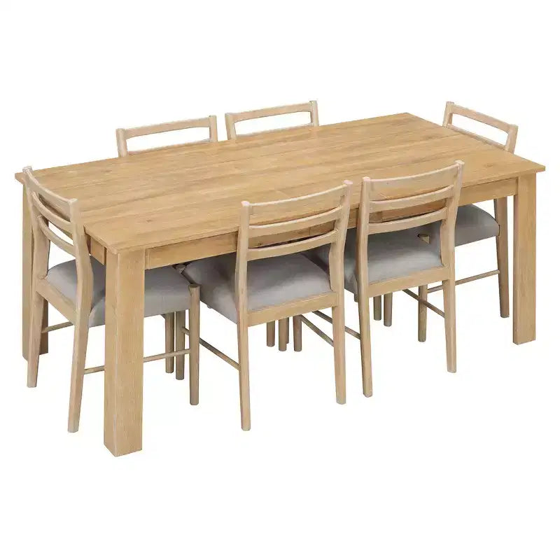 Tavolo da pranzo in legno da 7 pezzi, tavolo allungabile multifunzione, 12 ante e 2 cassetti, 6 sedie da pranzo