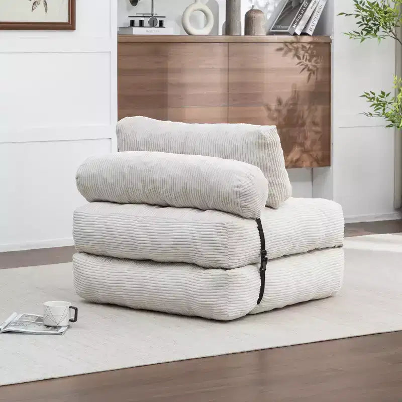 Divano Letto Convertibile in Velluto a Coste con Schienale Regolabile e Cuscini, Moderna Poltrona Letto Pieghevole per Piccoli Spazi, Appartamenti, Camere per Ospiti