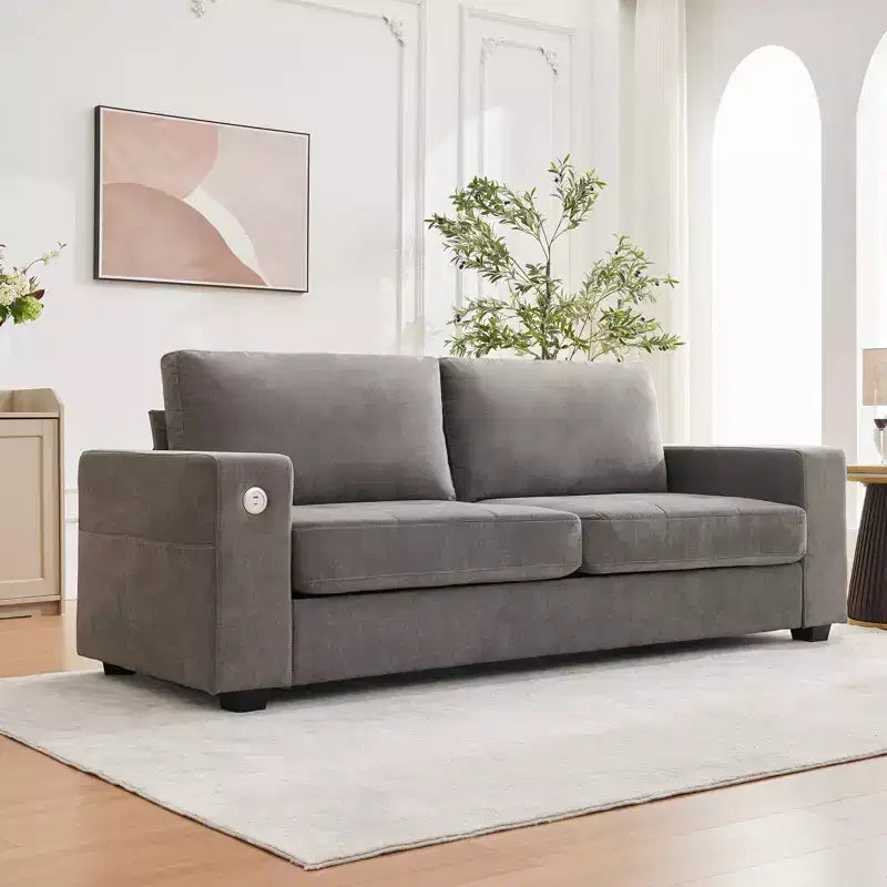 Divano moderno a nuvola in ciniglia da 90", divano a 2 posti con porte USB/Type-C, cuscini a seduta profonda Ideale per piccoli spazi, appartamenti e soggiorni
