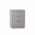Mid Century Fluted Nightstand with 3 Drawers, Wood Bedside Table with Curved Edges, Modern End Table for Bedroom or Living Room