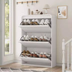 Wooden Shoe Cabinet with 3 Flip Drawers Adjustable Shelf Hidden Shoe Storage for Entryway Hallway Living Room