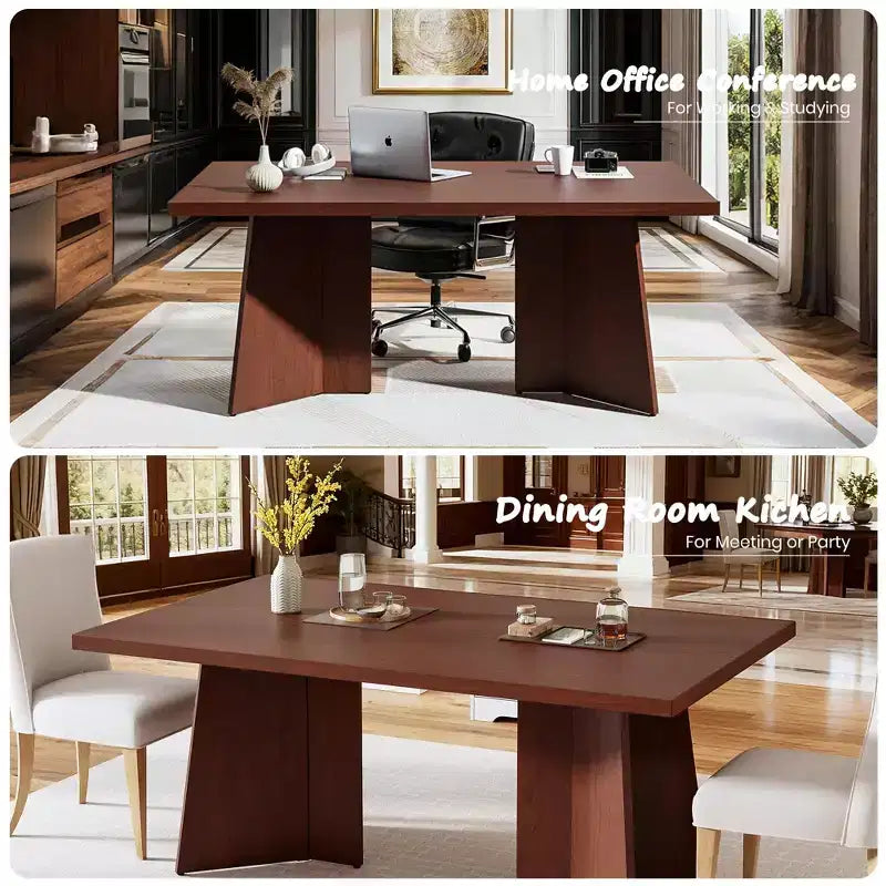 Tavolo da pranzo rettangolare moderno per 6-8 persone, piano robusto in legno da 160 cm con gamba a piedistallo, facile montaggio, per cucina, sala da pranzo, casa, ufficio, appartamento
