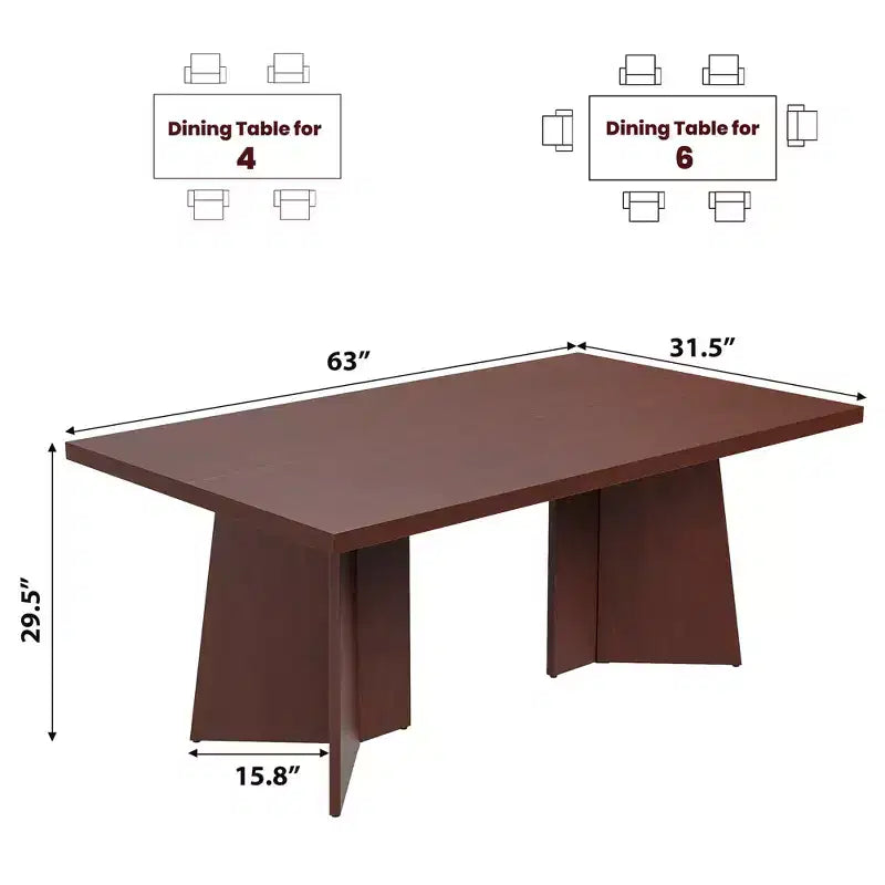Tavolo da pranzo rettangolare moderno per 6-8 persone, piano robusto in legno da 160 cm con gamba a piedistallo, facile montaggio, per cucina, sala da pranzo, casa, ufficio, appartamento