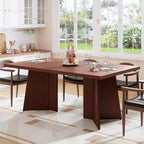 Tavolo da pranzo rettangolare moderno per 6-8 persone, piano robusto in legno da 160 cm con gamba a piedistallo, facile montaggio, per cucina, sala da pranzo, casa, ufficio, appartamento