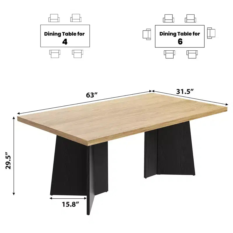 Tavolo da pranzo rettangolare moderno per 6-8 persone, piano robusto in legno da 160 cm con gamba a piedistallo, facile montaggio, per cucina, sala da pranzo, casa, ufficio, appartamento
