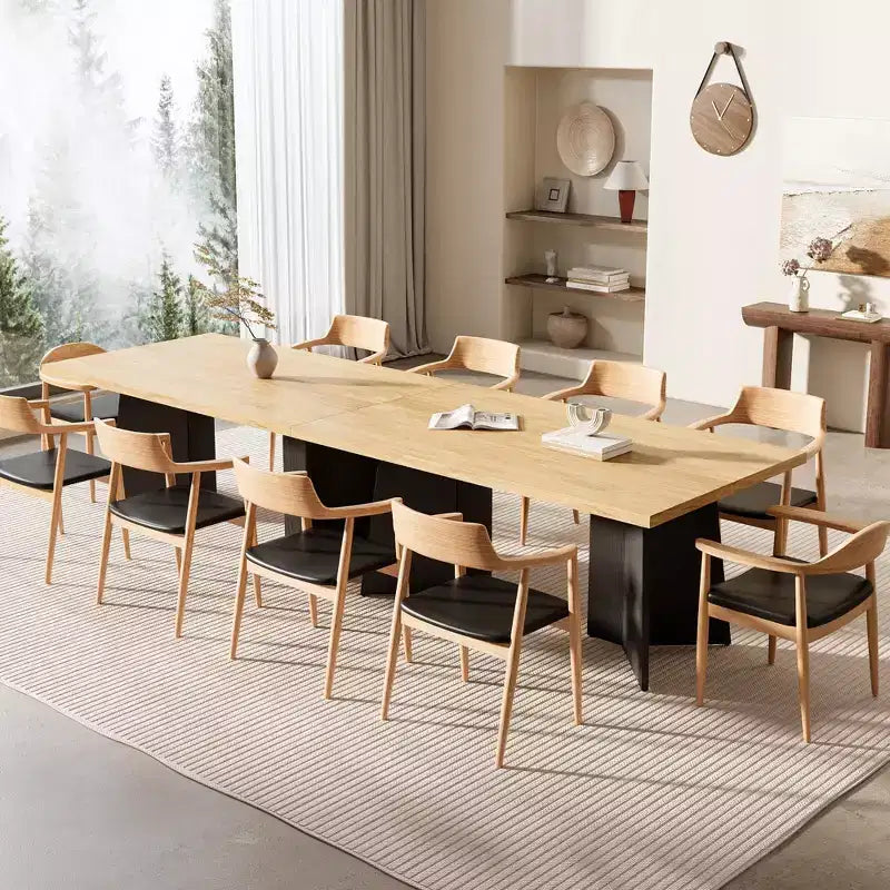 Tavolo da pranzo rettangolare moderno per 6-8 persone, piano robusto in legno da 160 cm con gamba a piedistallo, facile montaggio, per cucina, sala da pranzo, casa, ufficio, appartamento
