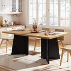 Tavolo da pranzo rettangolare moderno per 6-8 persone, piano robusto in legno da 160 cm con gamba a piedistallo, facile montaggio, per cucina, sala da pranzo, casa, ufficio, appartamento