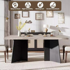 Tavolo da pranzo rettangolare moderno per 6-8 persone, piano robusto in legno da 160 cm con gamba a piedistallo, facile montaggio, per cucina, sala da pranzo, casa, ufficio, appartamento