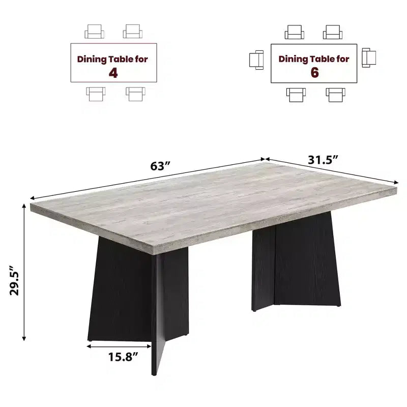 Tavolo da pranzo rettangolare moderno per 6-8 persone, piano robusto in legno da 160 cm con gamba a piedistallo, facile montaggio, per cucina, sala da pranzo, casa, ufficio, appartamento