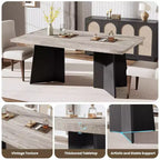 Tavolo da pranzo rettangolare moderno per 6-8 persone, piano robusto in legno da 160 cm con gamba a piedistallo, facile montaggio, per cucina, sala da pranzo, casa, ufficio, appartamento