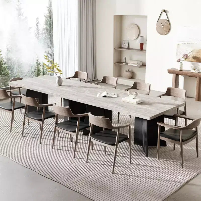 Tavolo da pranzo rettangolare moderno per 6-8 persone, piano robusto in legno da 160 cm con gamba a piedistallo, facile montaggio, per cucina, sala da pranzo, casa, ufficio, appartamento