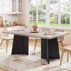 Tavolo da pranzo rettangolare moderno per 6-8 persone, piano robusto in legno da 160 cm con gamba a piedistallo, facile montaggio, per cucina, sala da pranzo, casa, ufficio, appartamento
