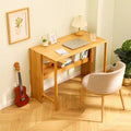 Bamboo Folding Desk, Space-Saving Computer Desk for Small Spaces, Foldable Study Table for Bedroom Home Office