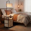 VEVOR Floor Lamp with Table, 2-Tier End Table with 2 Drawers and 3 Color Temperature LED Bulb,Modern Side Nightstand Bedside Desk with USB,Brown&Black