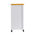 Carrello da cucina con ripiano in noce, cassetti e ruote per una conservazione flessibile