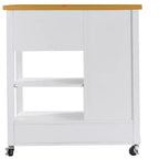 Carrello da cucina con ripiano in noce, cassetti e ruote per una conservazione flessibile