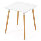 Tavolo da Pranzo Quadrato Stile Rustico Minimalista con Robuste Gambe in Metallo