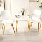 Tavolo da Pranzo Quadrato Stile Rustico Minimalista con Robuste Gambe in Metallo