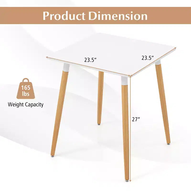Tavolo da Pranzo Quadrato Stile Rustico Minimalista con Robuste Gambe in Metallo