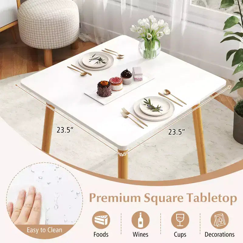 Tavolo da Pranzo Quadrato Stile Rustico Minimalista con Robuste Gambe in Metallo