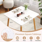 Tavolo da Pranzo Quadrato Stile Rustico Minimalista con Robuste Gambe in Metallo