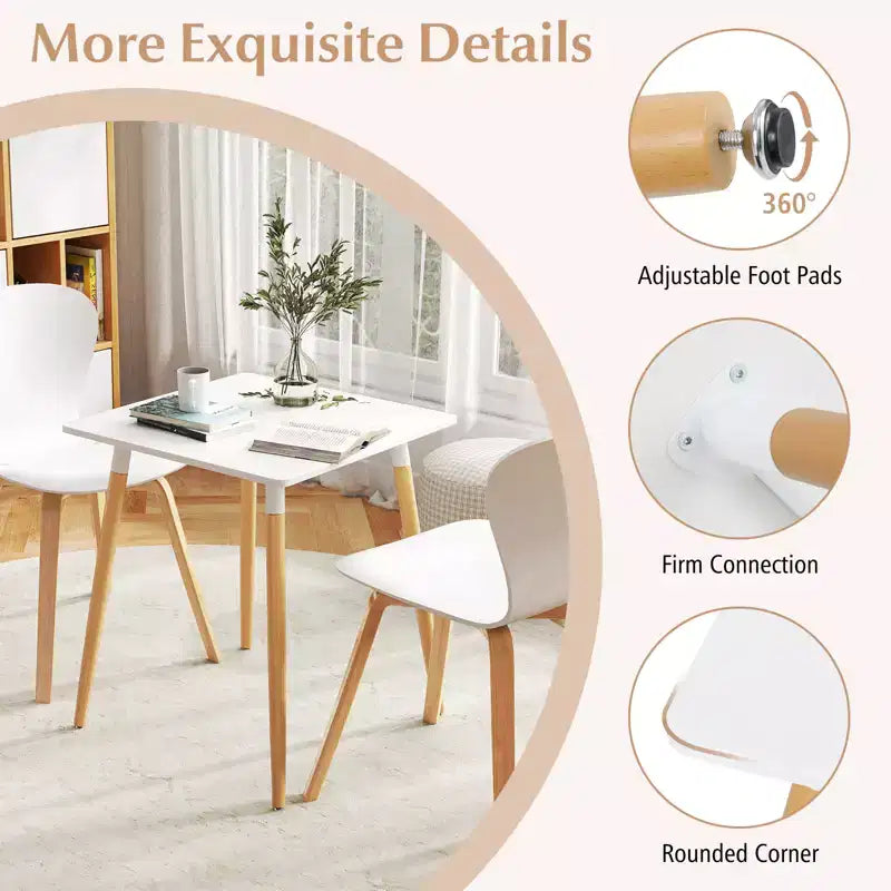 Tavolo da Pranzo Quadrato Stile Rustico Minimalista con Robuste Gambe in Metallo