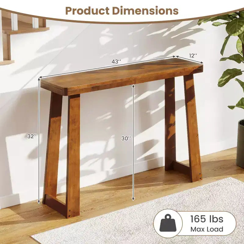 Tavolo Console da 43 pollici, Tavolo Stretto e Lungo in Legno di Gomma Dietro il Divano per Corridoio Nero/Noce