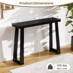 Tavolo Console da 43 pollici, Tavolo Stretto e Lungo in Legno di Gomma Dietro il Divano per Corridoio Nero/Noce