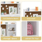 Scrivania e sedia per bambini con libreria e mobiletto contenitore, tavolo da studio in legno, ergonomica, per camera da letto, studio