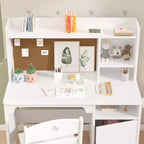 Scrivania e sedia per bambini con libreria e mobiletto contenitore, tavolo da studio in legno, ergonomica, per camera da letto, studio
