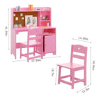 Scrivania e sedia per bambini con libreria e mobiletto contenitore, tavolo da studio in legno, ergonomica, per camera da letto, studio