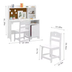 Scrivania e sedia per bambini con libreria e mobiletto contenitore, tavolo da studio in legno, ergonomica, per camera da letto, studio