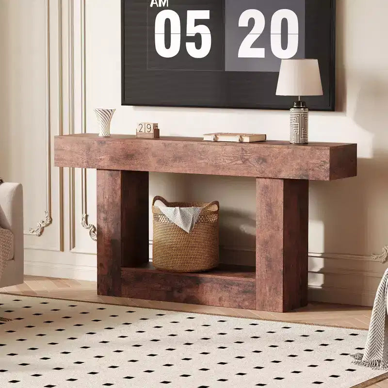 Consolle Moderna per Ingresso, Tavolo da Divano con Cassetti, Tavolo da Corridoio Lungo 160 cm Dietro il Divano, Design in Legno Spesso per Soggiorno, Corridoio