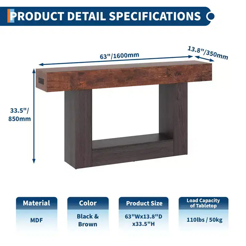 Consolle Moderna per Ingresso, Tavolo da Divano con Cassetti, Tavolo da Corridoio Lungo 160 cm Dietro il Divano, Design in Legno Spesso per Soggiorno, Corridoio