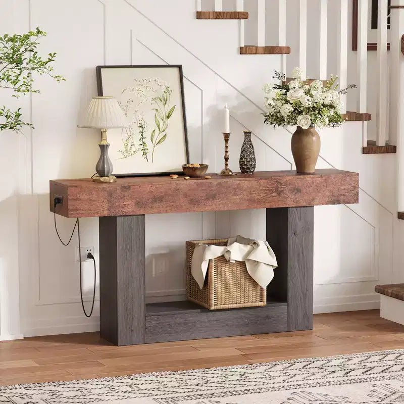 Consolle Moderna per Ingresso, Tavolo da Divano con Cassetti, Tavolo da Corridoio Lungo 160 cm Dietro il Divano, Design in Legno Spesso per Soggiorno, Corridoio