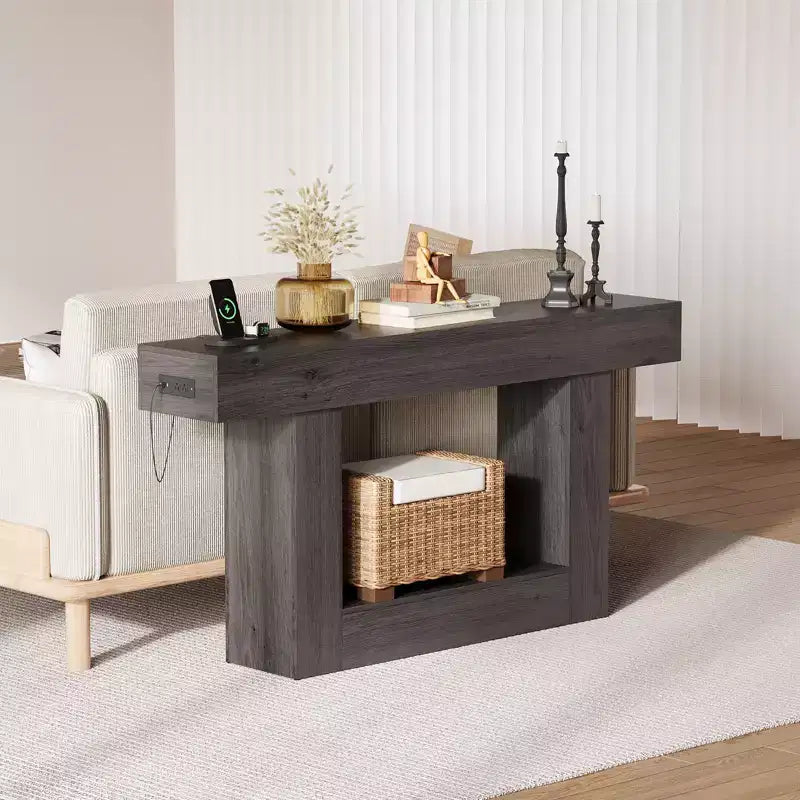 Consolle Moderna per Ingresso, Tavolo da Divano con Cassetti, Tavolo da Corridoio Lungo 160 cm Dietro il Divano, Design in Legno Spesso per Soggiorno, Corridoio