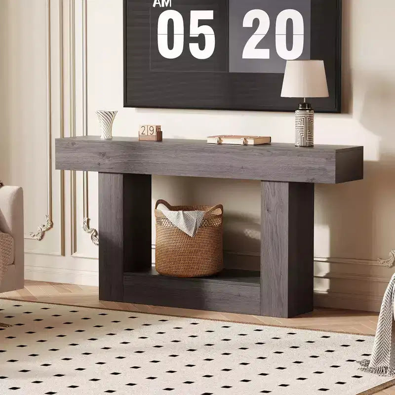 Consolle Moderna per Ingresso, Tavolo da Divano con Cassetti, Tavolo da Corridoio Lungo 160 cm Dietro il Divano, Design in Legno Spesso per Soggiorno, Corridoio